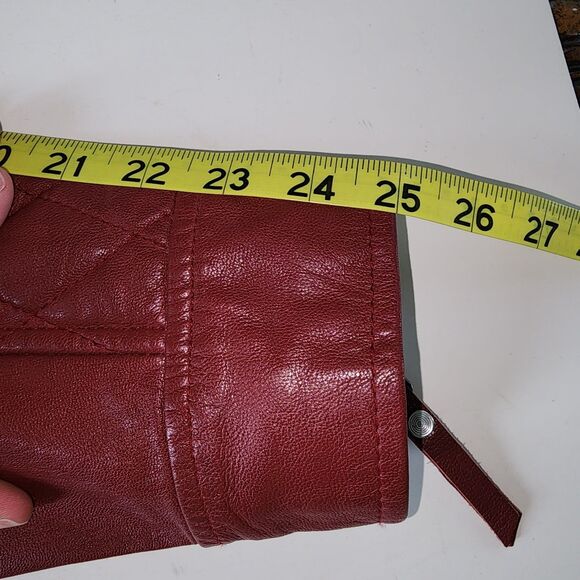 Harley Davidson Burgundy Leather Motorcycle Jacket Size M - Picture 5 of 11